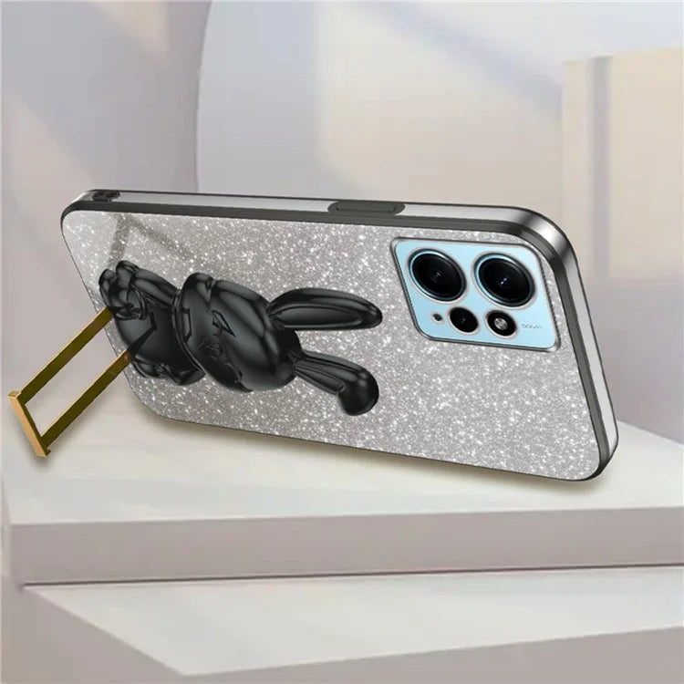 For Xiaomi Redmi Note 12 4G Case Cute Rabbit Anti-shock Phone Cover with Pull-out Kickstand