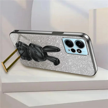 For Xiaomi Redmi Note 12 4G Case Cute Rabbit Anti-shock Phone Cover with Pull-out Kickstand