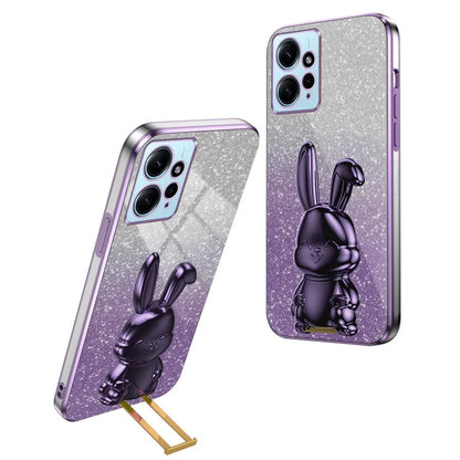 For Xiaomi Redmi Note 12 4G Case Cute Rabbit Anti-shock Phone Cover with Pull-out Kickstand