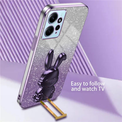 For Xiaomi Redmi Note 12 4G Case Cute Rabbit Anti-shock Phone Cover with Pull-out Kickstand