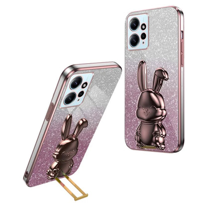 For Xiaomi Redmi Note 12 4G Case Cute Rabbit Anti-shock Phone Cover with Pull-out Kickstand
