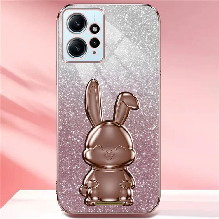 For Xiaomi Redmi Note 12 4G Case Cute Rabbit Anti-shock Phone Cover with Pull-out Kickstand