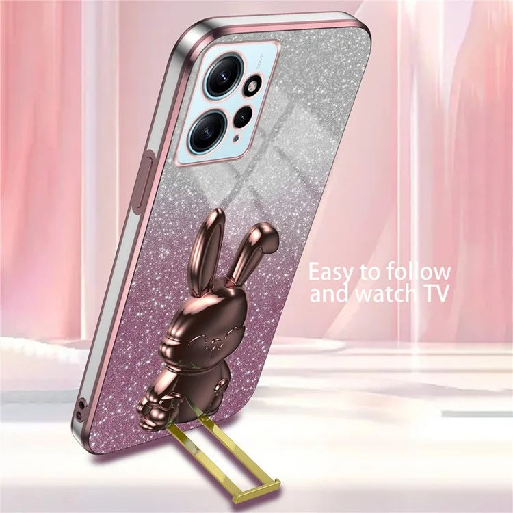 For Xiaomi Redmi Note 12 4G Case Cute Rabbit Anti-shock Phone Cover with Pull-out Kickstand