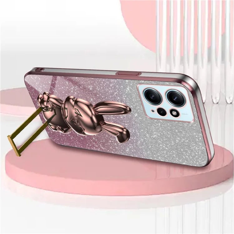For Xiaomi Redmi Note 12 4G Case Cute Rabbit Anti-shock Phone Cover with Pull-out Kickstand