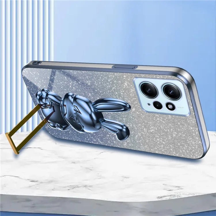 For Xiaomi Redmi Note 12 4G Case Cute Rabbit Anti-shock Phone Cover with Pull-out Kickstand