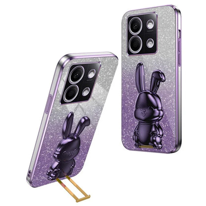 For Xiaomi Redmi Note 13 5G Case Glitter Cartoon Rabbit Anti-fall Phone Cover with Pull-out Kickstand