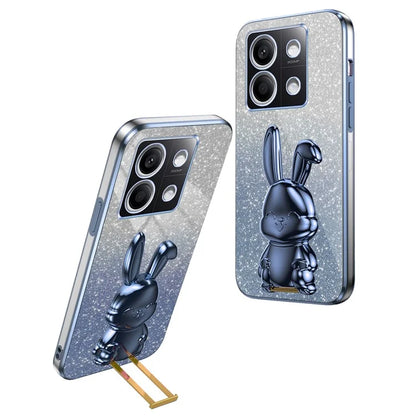 For Xiaomi Redmi Note 13 5G Case Glitter Cartoon Rabbit Anti-fall Phone Cover with Pull-out Kickstand