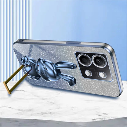 For Xiaomi Redmi Note 13 5G Case Glitter Cartoon Rabbit Anti-fall Phone Cover with Pull-out Kickstand