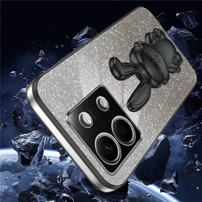 For Xiaomi Redmi Note 13 5G Case Glitter Cartoon Rabbit Anti-fall Phone Cover with Pull-out Kickstand