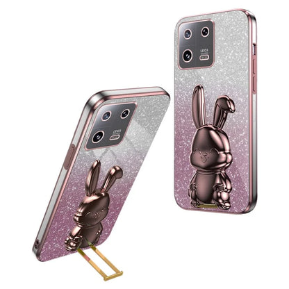 For Xiaomi 13 Pro 5G Case Electroplated Cartoon Rabbit Phone Back Cover with Pull-out Kickstand