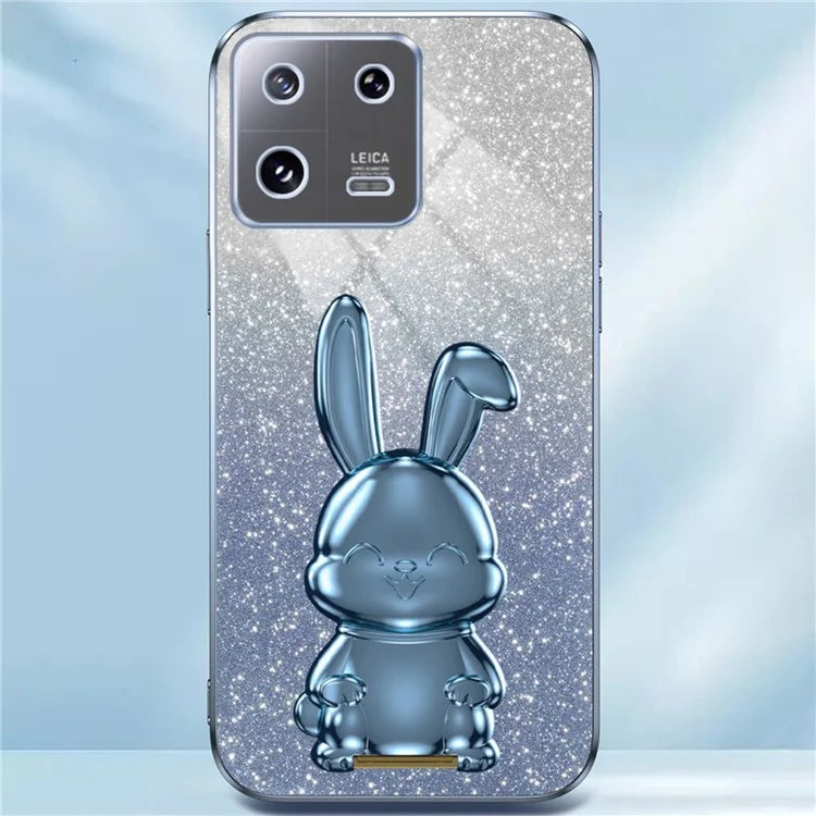 For Xiaomi 13 Pro 5G Case Electroplated Cartoon Rabbit Phone Back Cover with Pull-out Kickstand