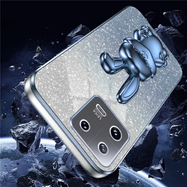 For Xiaomi 13 Pro 5G Case Electroplated Cartoon Rabbit Phone Back Cover with Pull-out Kickstand