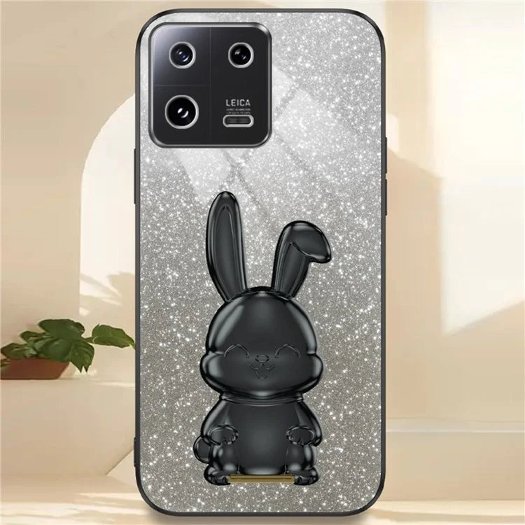 For Xiaomi 13 Pro 5G Case Electroplated Cartoon Rabbit Phone Back Cover with Pull-out Kickstand