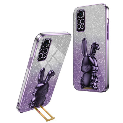For Xiaomi Redmi Note 11S 4G Cell Phone Case Pull-out Kickstand Cute Rabbit Protection Cover