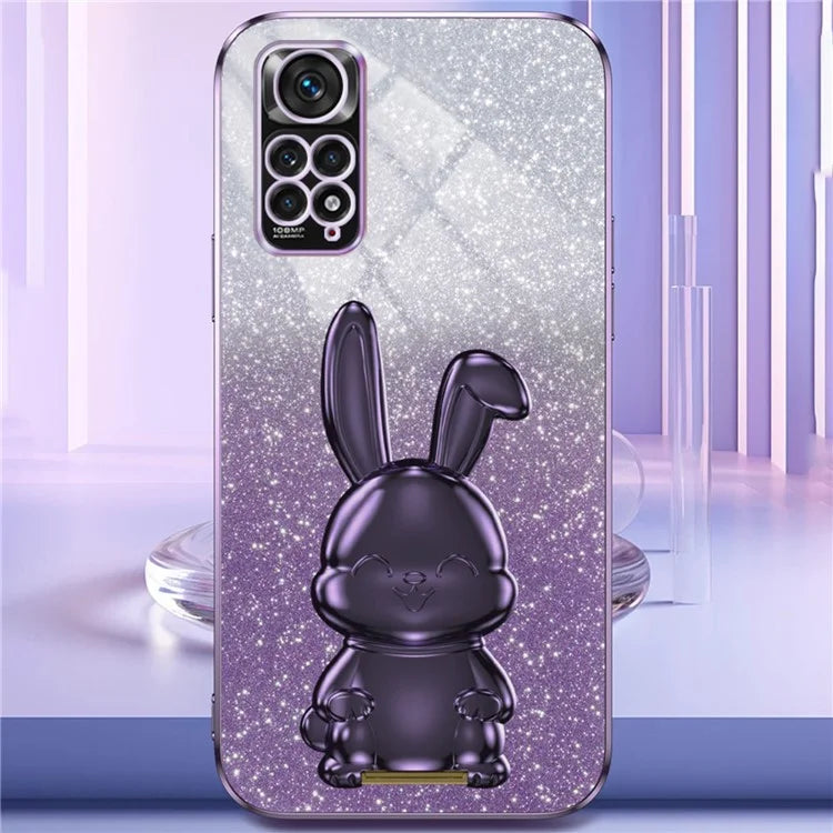 For Xiaomi Redmi Note 11S 4G Cell Phone Case Pull-out Kickstand Cute Rabbit Protection Cover