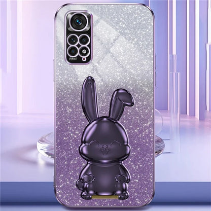 For Xiaomi Redmi Note 11S 4G Cell Phone Case Pull-out Kickstand Cute Rabbit Protection Cover