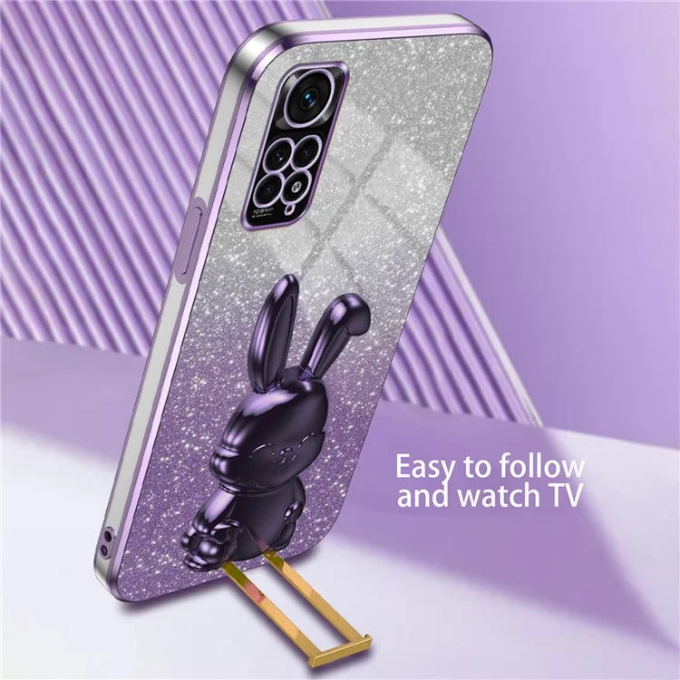 For Xiaomi Redmi Note 11S 4G Cell Phone Case Pull-out Kickstand Cute Rabbit Protection Cover