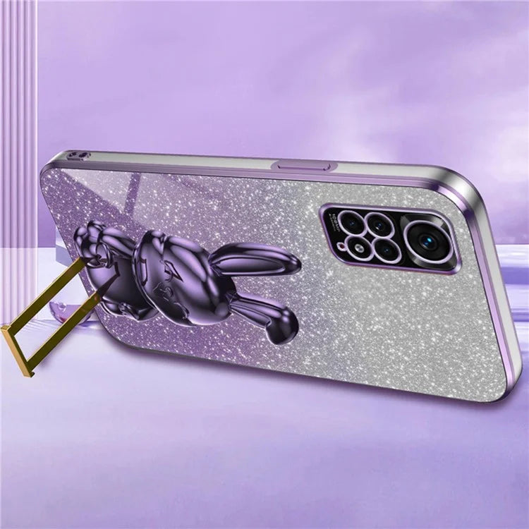 For Xiaomi Redmi Note 11S 4G Cell Phone Case Pull-out Kickstand Cute Rabbit Protection Cover