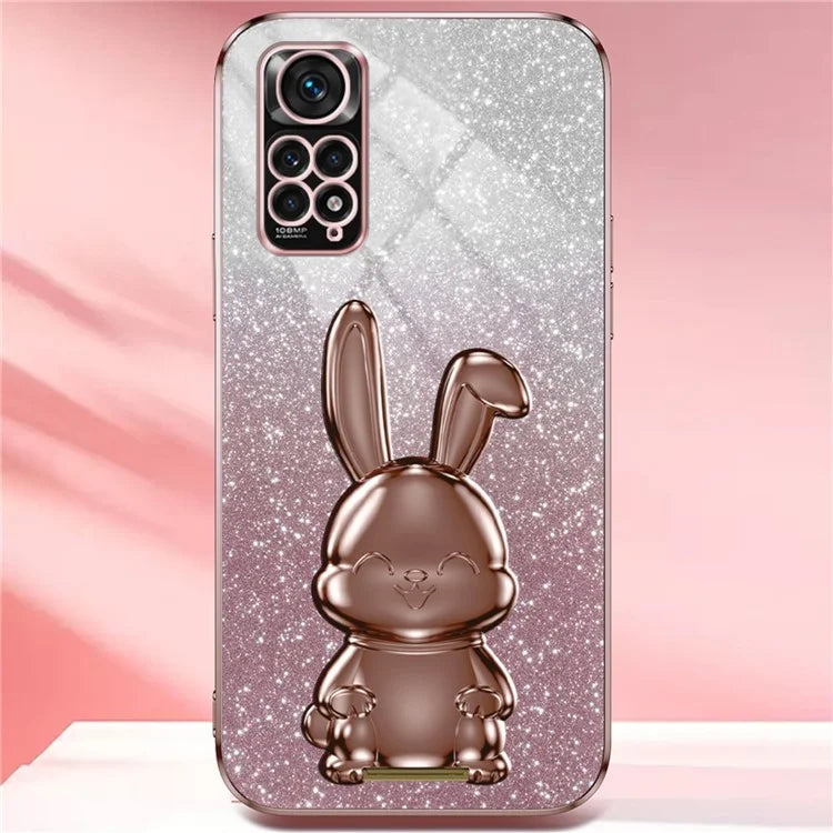 For Xiaomi Redmi Note 11S 4G Cell Phone Case Pull-out Kickstand Cute Rabbit Protection Cover