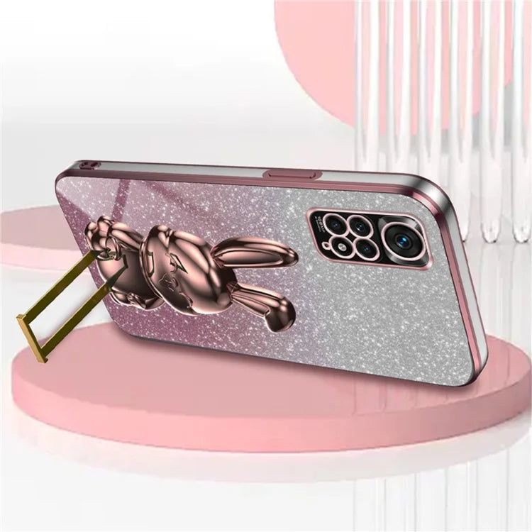 For Xiaomi Redmi Note 11S 4G Cell Phone Case Pull-out Kickstand Cute Rabbit Protection Cover