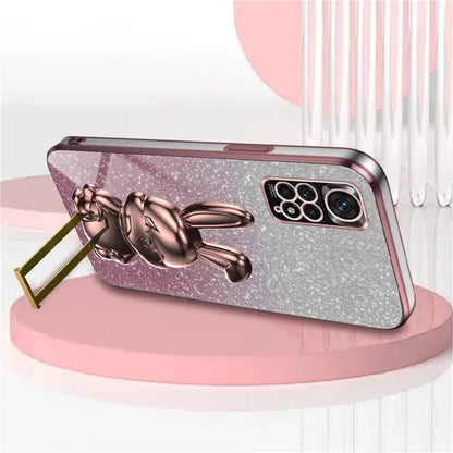 For Xiaomi Redmi Note 11S 4G Cell Phone Case Pull-out Kickstand Cute Rabbit Protection Cover