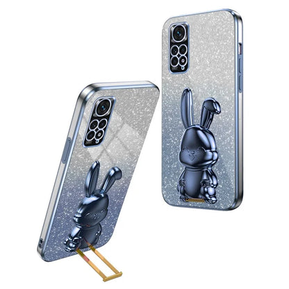 For Xiaomi Redmi Note 11S 4G Cell Phone Case Pull-out Kickstand Cute Rabbit Protection Cover