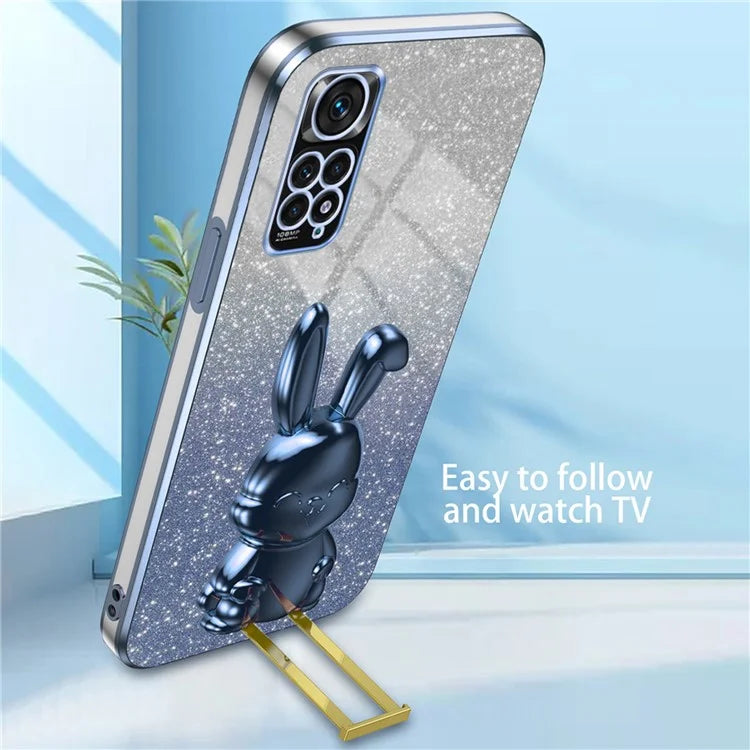 For Xiaomi Redmi Note 11S 4G Cell Phone Case Pull-out Kickstand Cute Rabbit Protection Cover