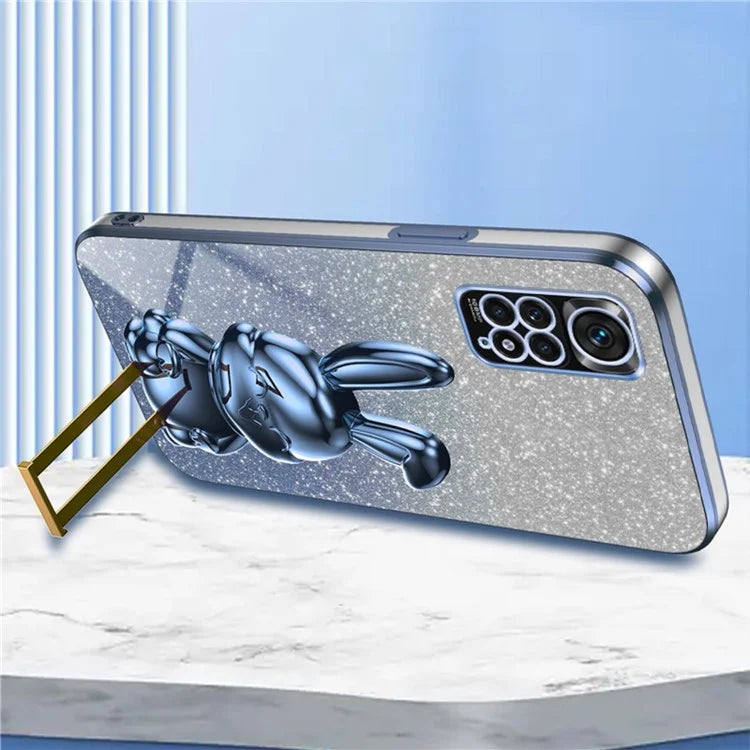For Xiaomi Redmi Note 11S 4G Cell Phone Case Pull-out Kickstand Cute Rabbit Protection Cover