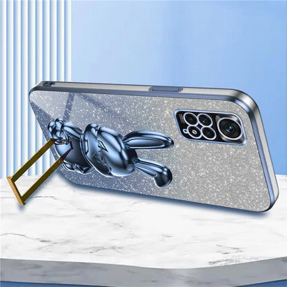 For Xiaomi Redmi Note 11S 4G Cell Phone Case Pull-out Kickstand Cute Rabbit Protection Cover