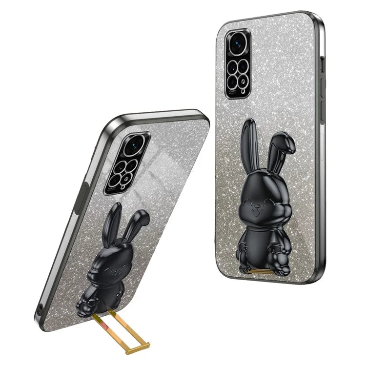 For Xiaomi Redmi Note 11S 4G Cell Phone Case Pull-out Kickstand Cute Rabbit Protection Cover