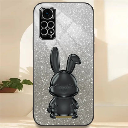 For Xiaomi Redmi Note 11S 4G Cell Phone Case Pull-out Kickstand Cute Rabbit Protection Cover
