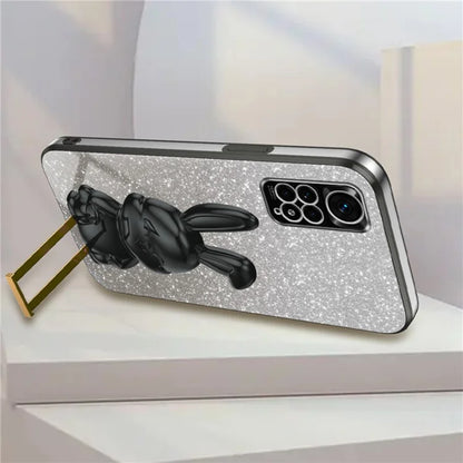 For Xiaomi Redmi Note 11S 4G Cell Phone Case Pull-out Kickstand Cute Rabbit Protection Cover