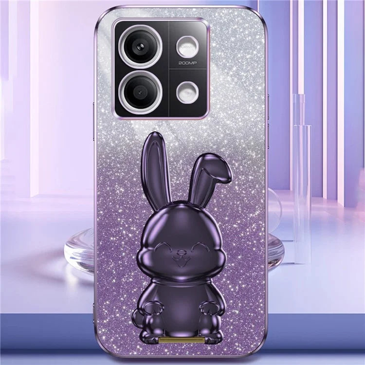 For Xiaomi Redmi Note 13 4G Case Cute Rabbit Pull-out Kickstand PC+TPU Cellphone Cover