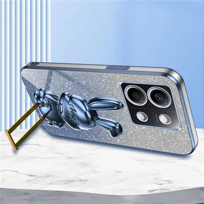 For Xiaomi Redmi Note 13 4G Case Cute Rabbit Pull-out Kickstand PC+TPU Cellphone Cover