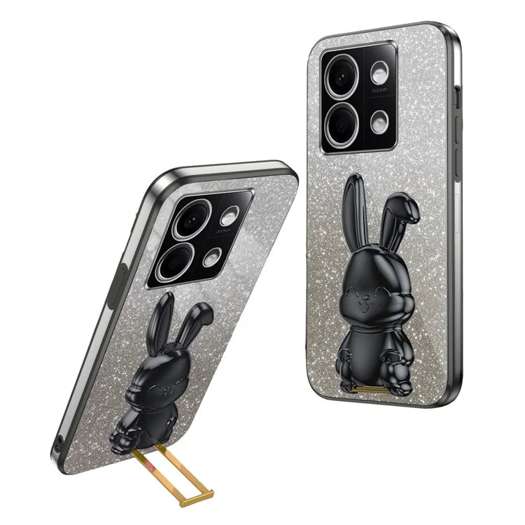 For Xiaomi Redmi Note 13 4G Case Cute Rabbit Pull-out Kickstand PC+TPU Cellphone Cover