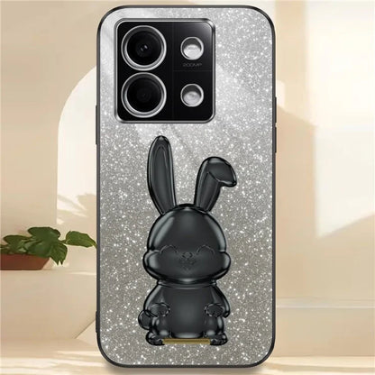 For Xiaomi Redmi Note 13 4G Case Cute Rabbit Pull-out Kickstand PC+TPU Cellphone Cover