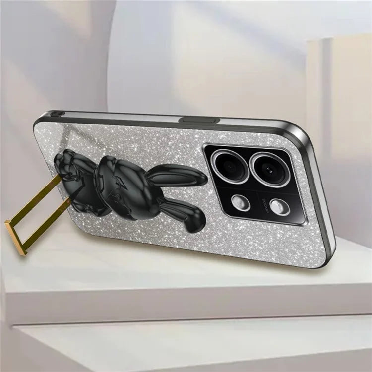 For Xiaomi Redmi Note 13 4G Case Cute Rabbit Pull-out Kickstand PC+TPU Cellphone Cover