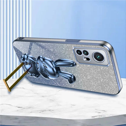For Xiaomi 12 Pro 5G / 12S Pro 5G / 12 Pro (Dimensity) 5G PC+TPU Phone Case Cute Rabbit Pull-out Kickstand Cover