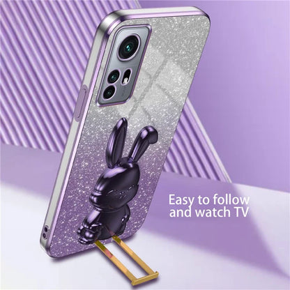 For Xiaomi 12 Pro 5G / 12S Pro 5G / 12 Pro (Dimensity) 5G PC+TPU Phone Case Cute Rabbit Pull-out Kickstand Cover