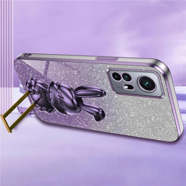 For Xiaomi 12 Pro 5G / 12S Pro 5G / 12 Pro (Dimensity) 5G PC+TPU Phone Case Cute Rabbit Pull-out Kickstand Cover