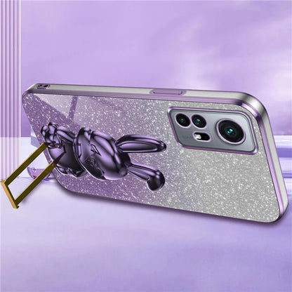 For Xiaomi 12 Pro 5G / 12S Pro 5G / 12 Pro (Dimensity) 5G PC+TPU Phone Case Cute Rabbit Pull-out Kickstand Cover