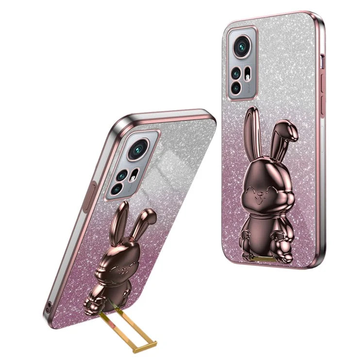For Xiaomi 12 Pro 5G / 12S Pro 5G / 12 Pro (Dimensity) 5G PC+TPU Phone Case Cute Rabbit Pull-out Kickstand Cover