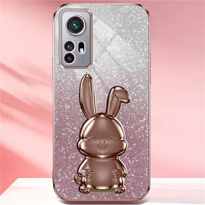 For Xiaomi 12 Pro 5G / 12S Pro 5G / 12 Pro (Dimensity) 5G PC+TPU Phone Case Cute Rabbit Pull-out Kickstand Cover
