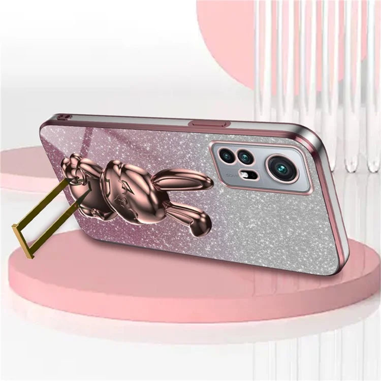 For Xiaomi 12 Pro 5G / 12S Pro 5G / 12 Pro (Dimensity) 5G PC+TPU Phone Case Cute Rabbit Pull-out Kickstand Cover