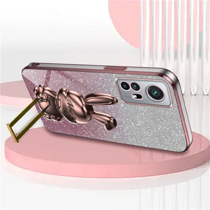 For Xiaomi 12 Pro 5G / 12S Pro 5G / 12 Pro (Dimensity) 5G PC+TPU Phone Case Cute Rabbit Pull-out Kickstand Cover