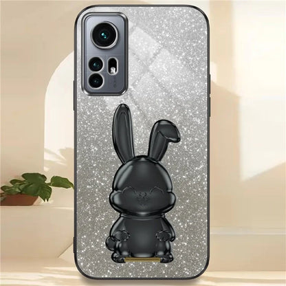 For Xiaomi 12 Pro 5G / 12S Pro 5G / 12 Pro (Dimensity) 5G PC+TPU Phone Case Cute Rabbit Pull-out Kickstand Cover