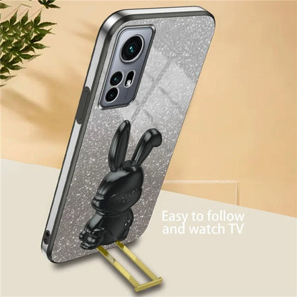 For Xiaomi 12 Pro 5G / 12S Pro 5G / 12 Pro (Dimensity) 5G PC+TPU Phone Case Cute Rabbit Pull-out Kickstand Cover