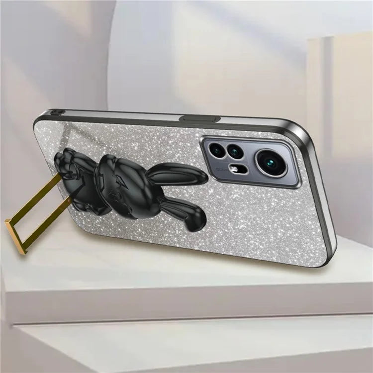 For Xiaomi 12 Pro 5G / 12S Pro 5G / 12 Pro (Dimensity) 5G PC+TPU Phone Case Cute Rabbit Pull-out Kickstand Cover