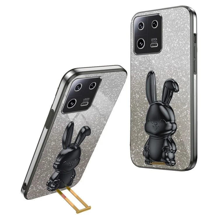 For Xiaomi 13 Cell Phone Case Fashion Glitter Pull-out Kickstand Anti-shock PC+TPU Cover