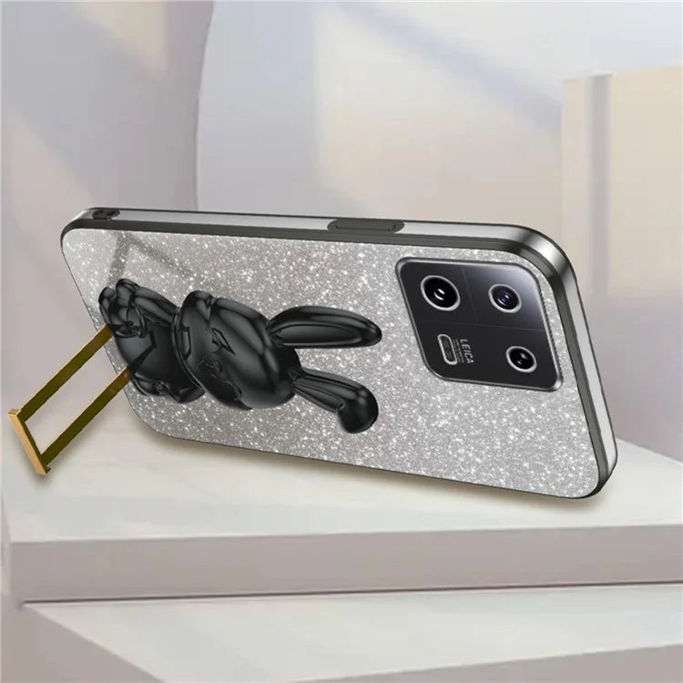 For Xiaomi 13 Cell Phone Case Fashion Glitter Pull-out Kickstand Anti-shock PC+TPU Cover